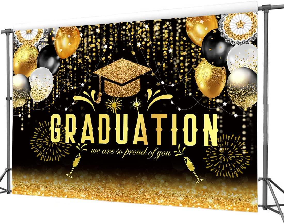 2023 Class Graduation Photography Backdrop Black Gold Glitter Graduation Party Background 2023 Congrats Grad - Decotree.co Online Shop