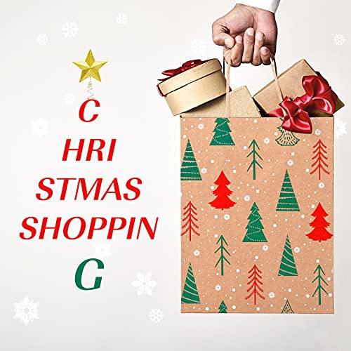 24 PCS Christmas Kraft Gift Bags with Tissue Paper, Christmas Paper Gift Bags with Handle Christmas Goody Bags - Decotree.co Online Shop