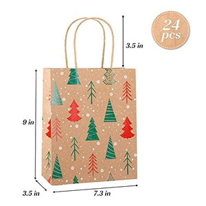 24 PCS Christmas Kraft Gift Bags with Tissue Paper, Christmas Paper Gift Bags with Handle Christmas Goody Bags - Decotree.co Online Shop