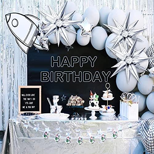 24 Pcs Explosion Star Foil Balloons- 12 Point Star Balloons,Silver Starburst Cone Mylar Balloons Spike Balloons for Party Supplies Christmas Birthday Wedding Baby Shower - Decotree.co Online Shop