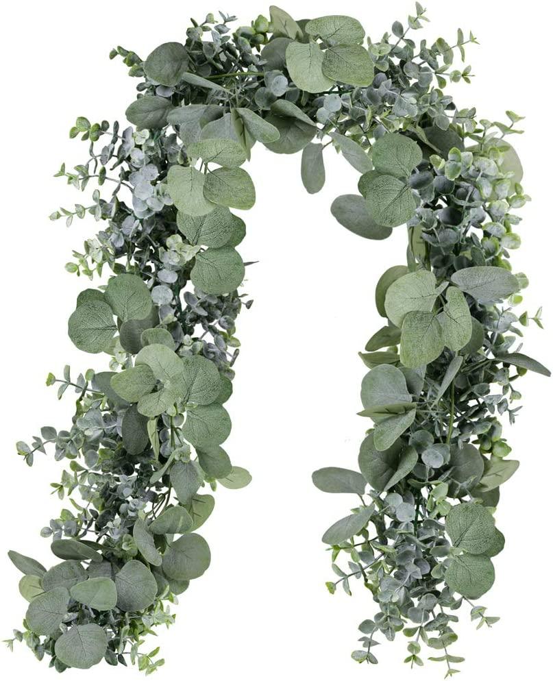 2pcs 5.9' Long Faux Eucalyptus Leaves Greenery Garland Artificial Silver Dollar Eucalyptus Garland Wedding Arch Swag - Decotree.co Online Shop