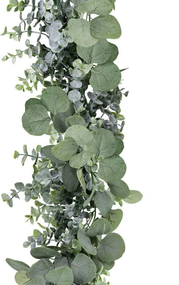 2pcs 5.9' Long Faux Eucalyptus Leaves Greenery Garland Artificial Silver Dollar Eucalyptus Garland Wedding Arch Swag - Decotree.co Online Shop