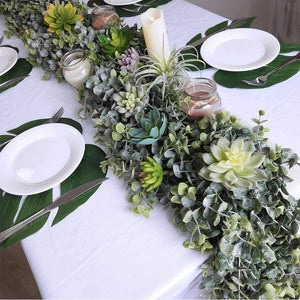 2pcs 5.9' Long Faux Eucalyptus Leaves Greenery Garland Artificial Silver Dollar Eucalyptus Garland Wedding Arch Swag - Decotree.co Online Shop