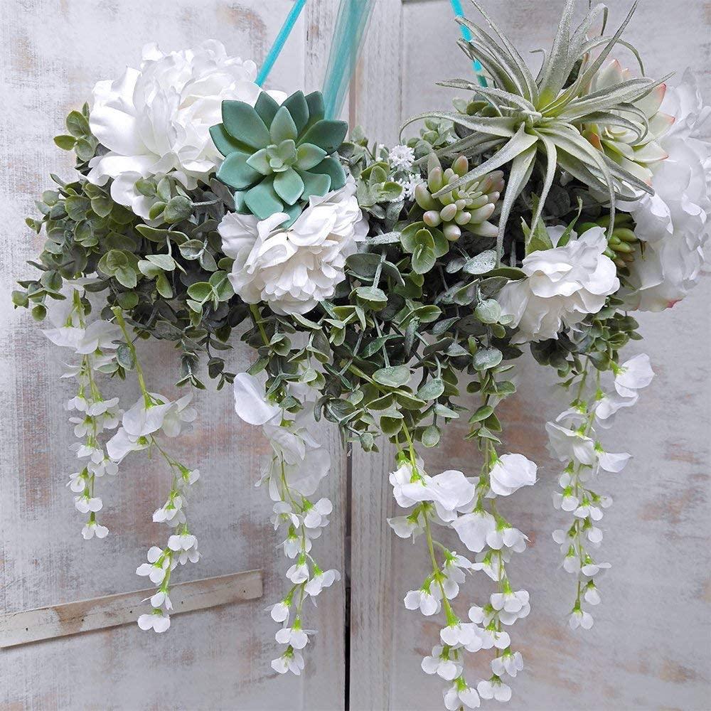 2pcs 5.9' Long Faux Eucalyptus Leaves Greenery Garland Artificial Silver Dollar Eucalyptus Garland Wedding Arch Swag - Decotree.co Online Shop