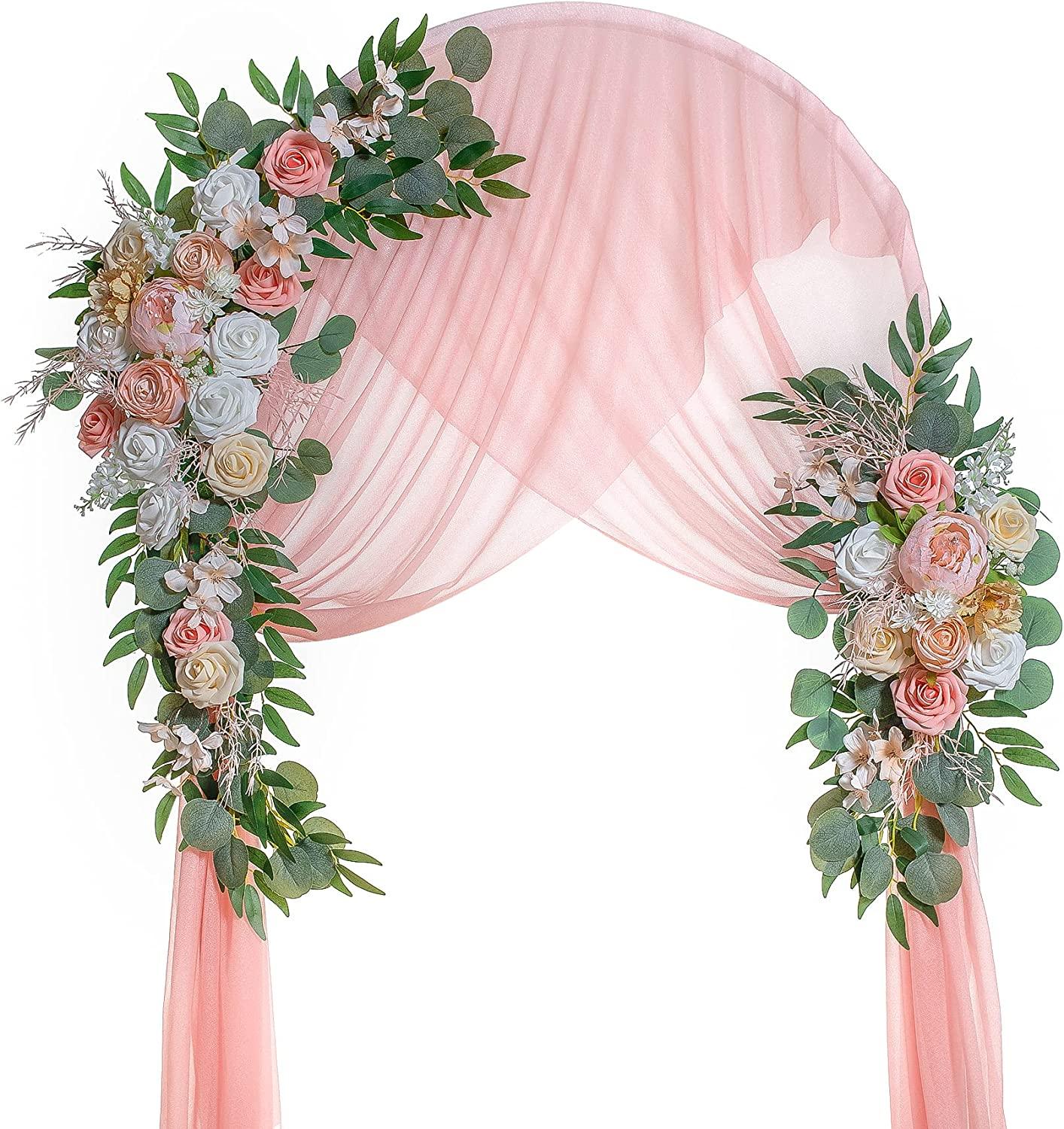 2pcs Floral Wedding Arch, Artificial Flowers for Wedding Decoration, Large Flower Swag for Outdoor Wedding Ceremony - Decotree.co Online Shop