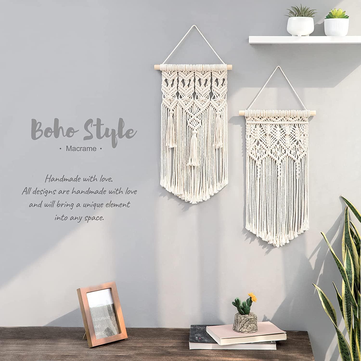 2pcs Macrame Woven Wall Hanging Boho Home Chic Bohemian Geometric Art Decor - Decotree.co Online Shop