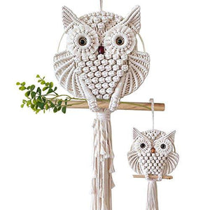 2Pcs Owl Macrame Wall Hanging Tapestry Art Decor Handmade Woven Boho Ornament - Decotree.co Online Shop