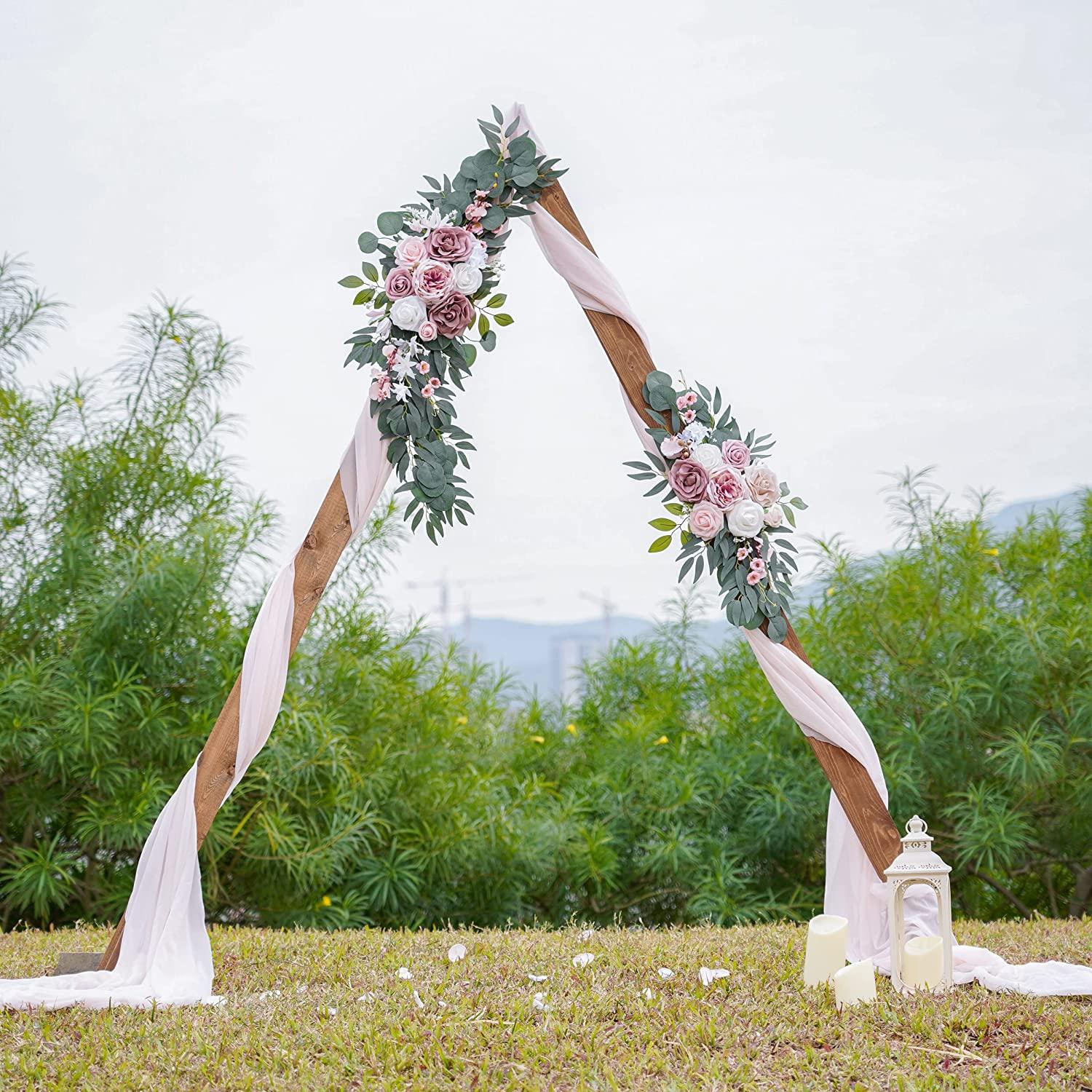 2pcs Wedding Arch Flowers, Artificial Dusty Rose Wedding Flowers for Wedding Welcome Signs Decorations - Decotree.co Online Shop