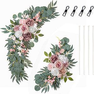 2pcs Wedding Arch Flowers, Artificial Dusty Rose Wedding Flowers for Wedding Welcome Signs Decorations - Decotree.co Online Shop