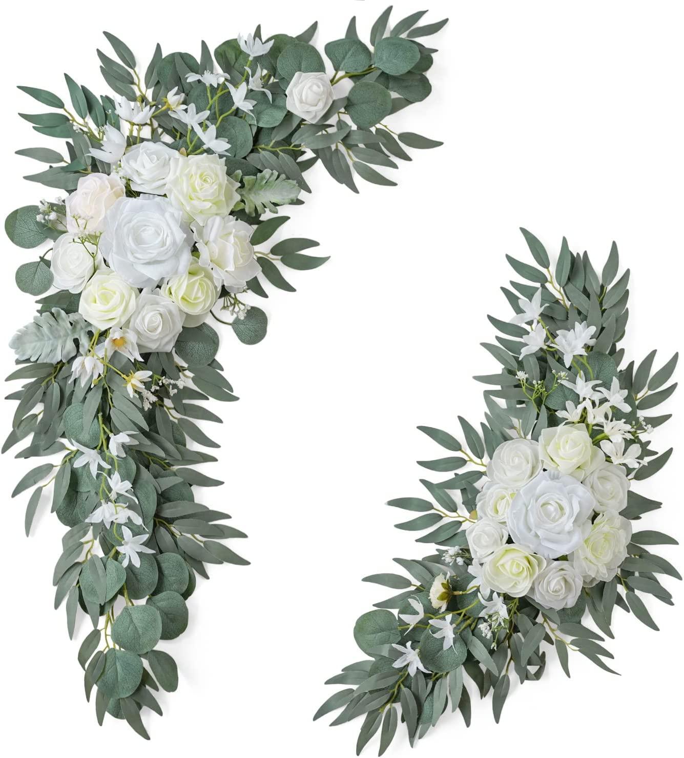 2pcs Wedding Arch Flowers, Artificial Dusty Rose Wedding Flowers for Wedding Welcome Signs Decorations - Decotree.co Online Shop