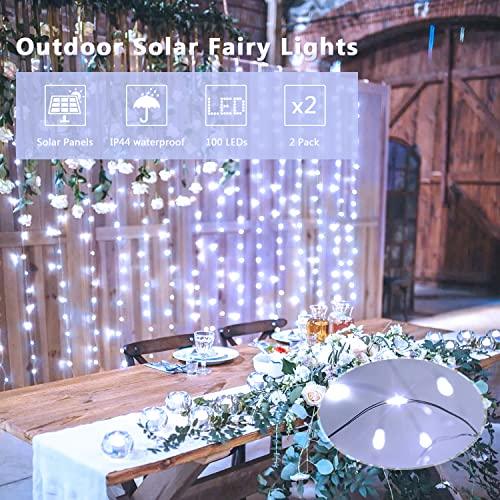 2pcs White Solar Fairy Lights for Wedding and Home Party Decorations - Decotree.co Online Shop