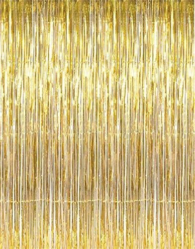 3.2 ft x 9.8 ft Metallic Tinsel Foil Fringe Curtains for Party, Wedding Backdrop - Decotree.co Online Shop