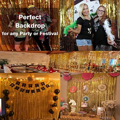 3.2 ft x 9.8 ft Metallic Tinsel Foil Fringe Curtains for Party, Wedding Backdrop - Decotree.co Online Shop