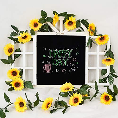 3 Pack Artificial Sunflower Garland Silk Sunflower Vine Artificial Flowers with Green Leaves for Wedding Table Home Decor - Decotree.co Online Shop