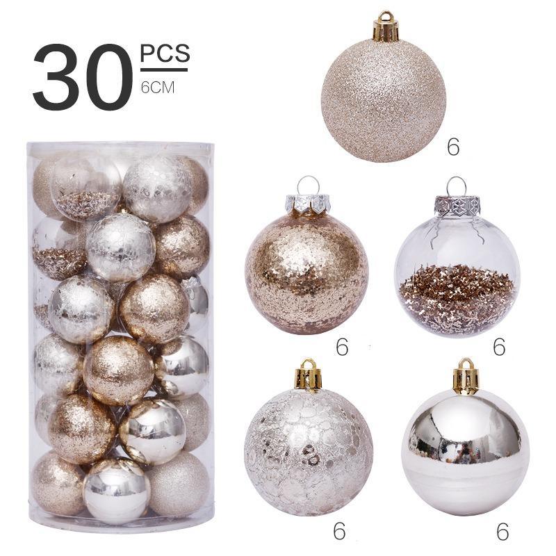 30 Counts 60mm/2.36" Shatterproof Clear Plastic Christmas Ball Ornaments Decorative Xmas Balls Baubles - Decotree.co Online Shop