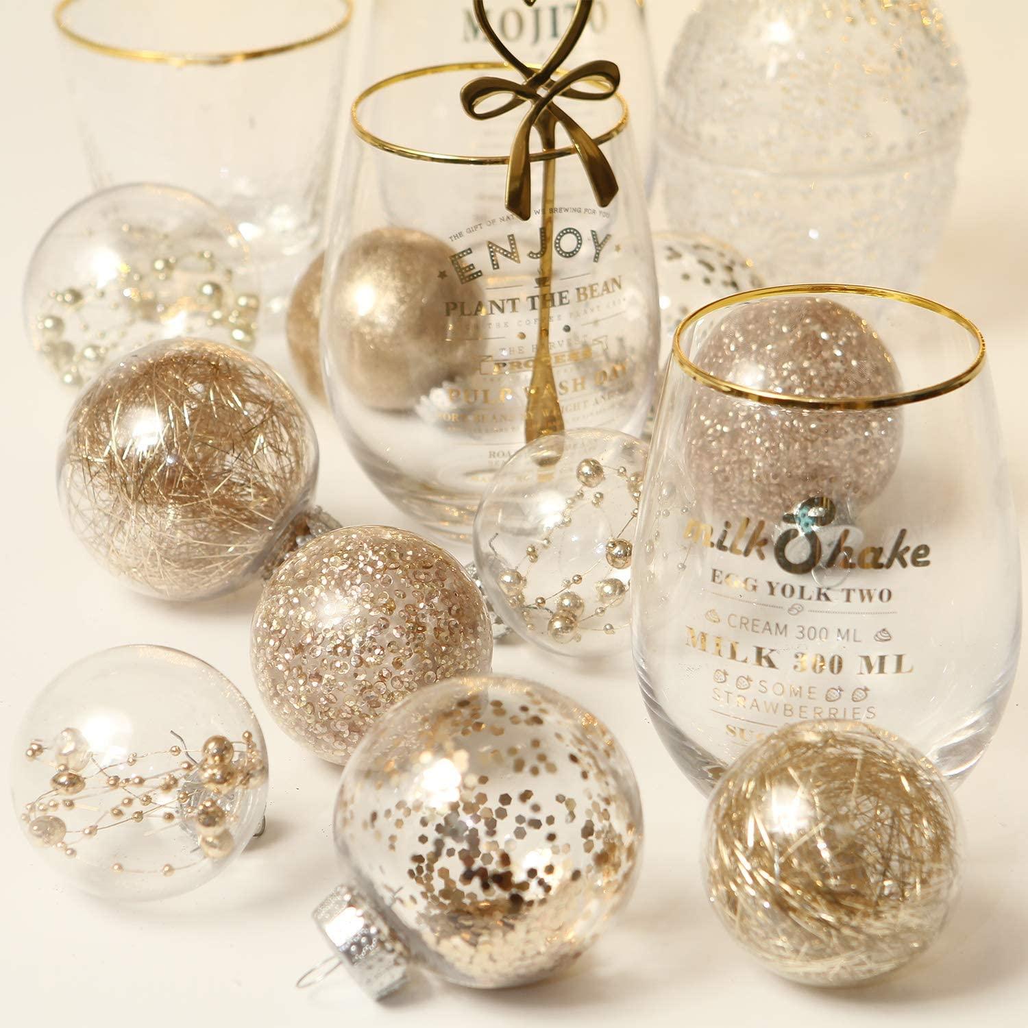 30 Counts 60mm/2.36" Shatterproof Clear Plastic Christmas Ball Ornaments Decorative Xmas Balls Baubles - Decotree.co Online Shop