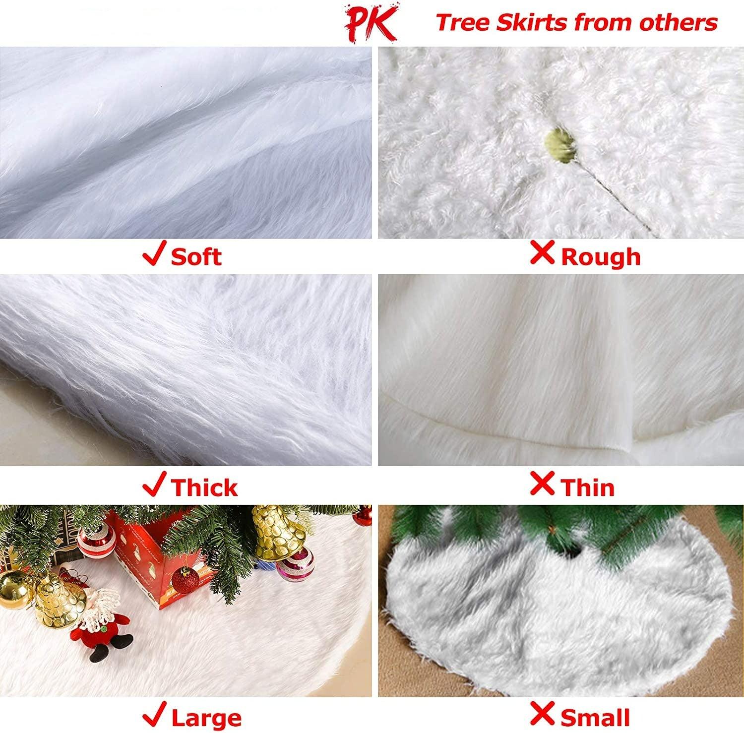 36inch Christmas Tree Skirt Snowy White Plush Velvet Holiday Party Decoration - Decotree.co Online Shop