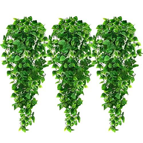 3pcs Artificial Hanging Plants, 3.6ft Fake Hanging Plant, Fake Ivy Vine for Wall House Room Indoor Outdoor Decoration (No Baskets) - Decotree.co Online Shop