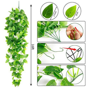 3pcs Artificial Hanging Plants, 3.6ft Fake Hanging Plant, Fake Ivy Vine for Wall House Room Indoor Outdoor Decoration (No Baskets) - Decotree.co Online Shop