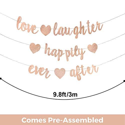 3Pcs Rose Gold Glitter Love Laughter and Happily Ever After Banner - Wedding Shower Decorations, Bridal Shower Decorations - Decotree.co Online Shop