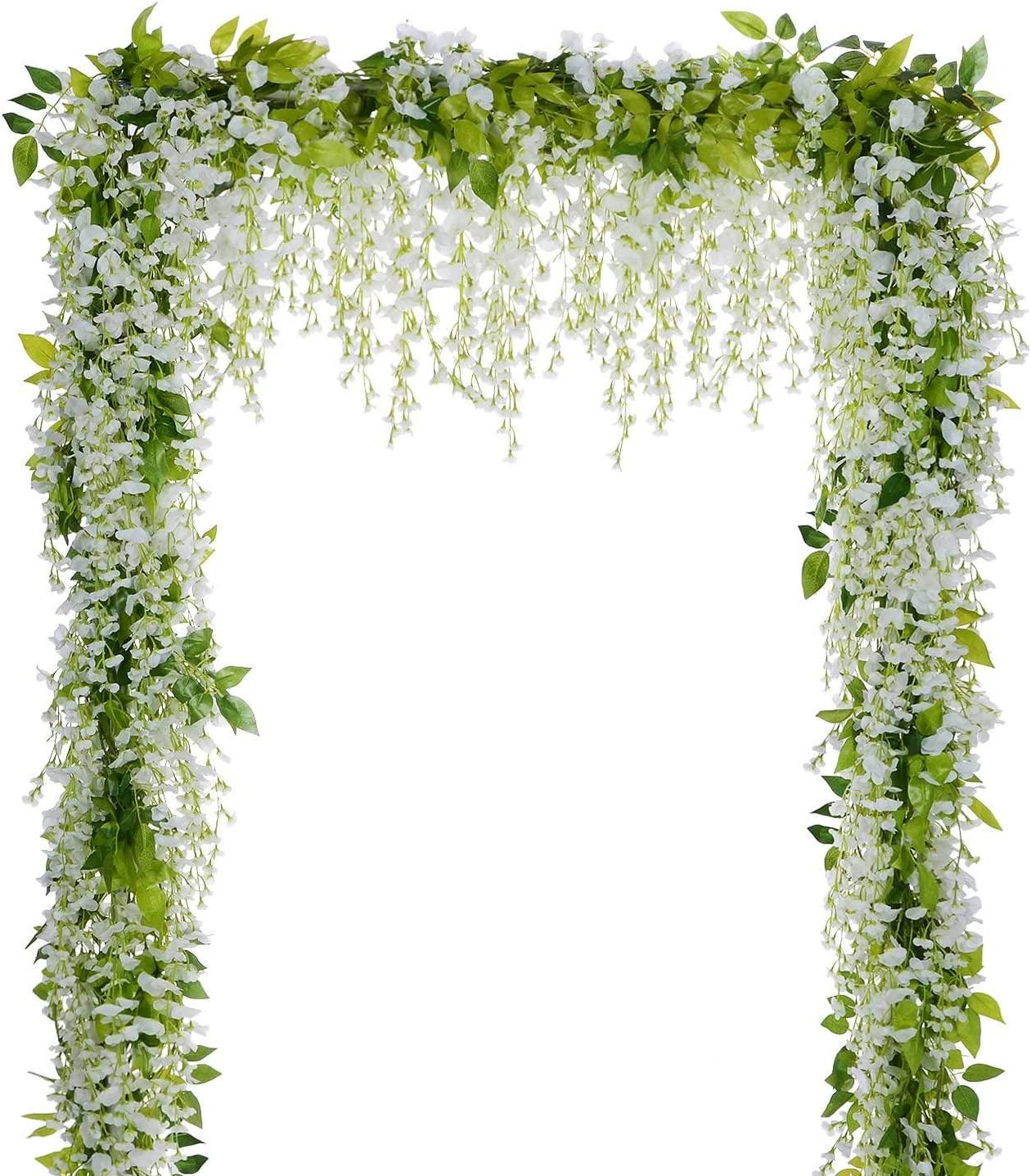 4 Pcs Wisteria Artificial Flowers Garland, total 28.8ft Artificial Wisteria Vine Silk Hanging Flower - Decotree.co Online Shop