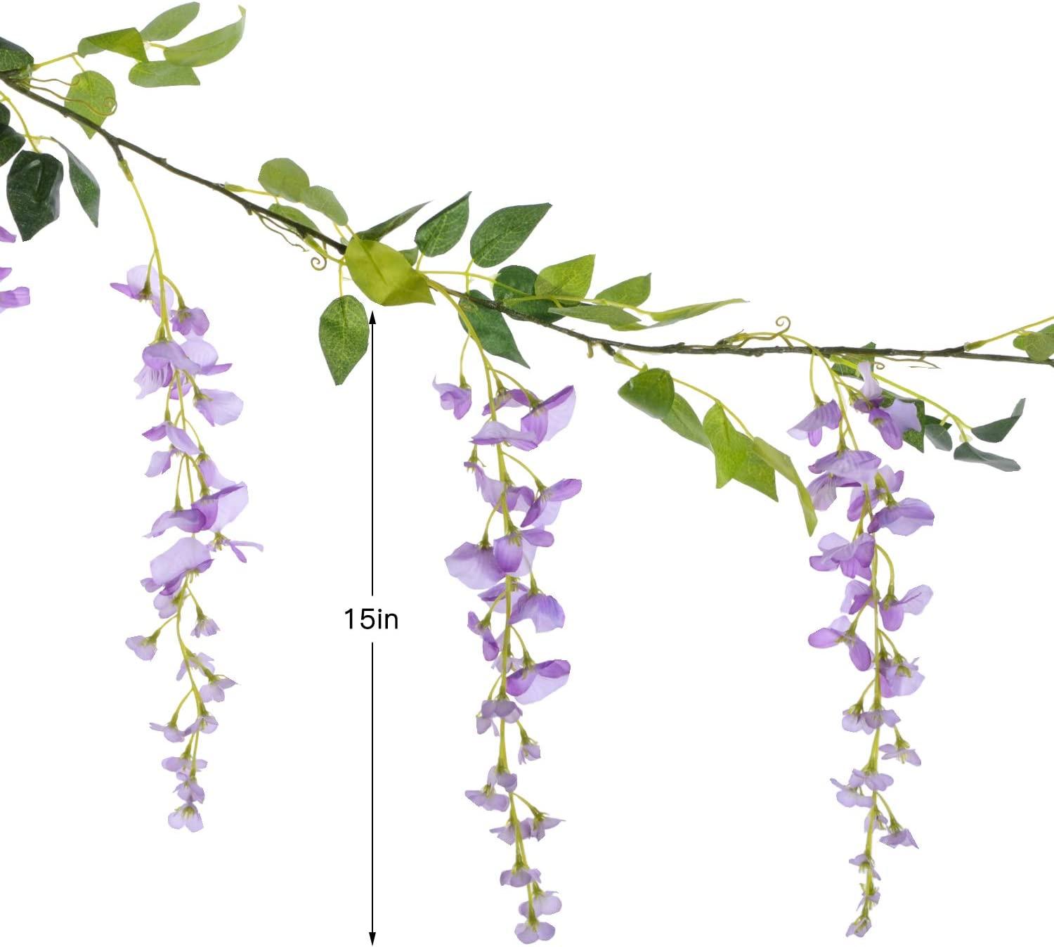 4 Pcs Wisteria Artificial Flowers Garland, total 28.8ft Artificial Wisteria Vine Silk Hanging Flower - Decotree.co Online Shop