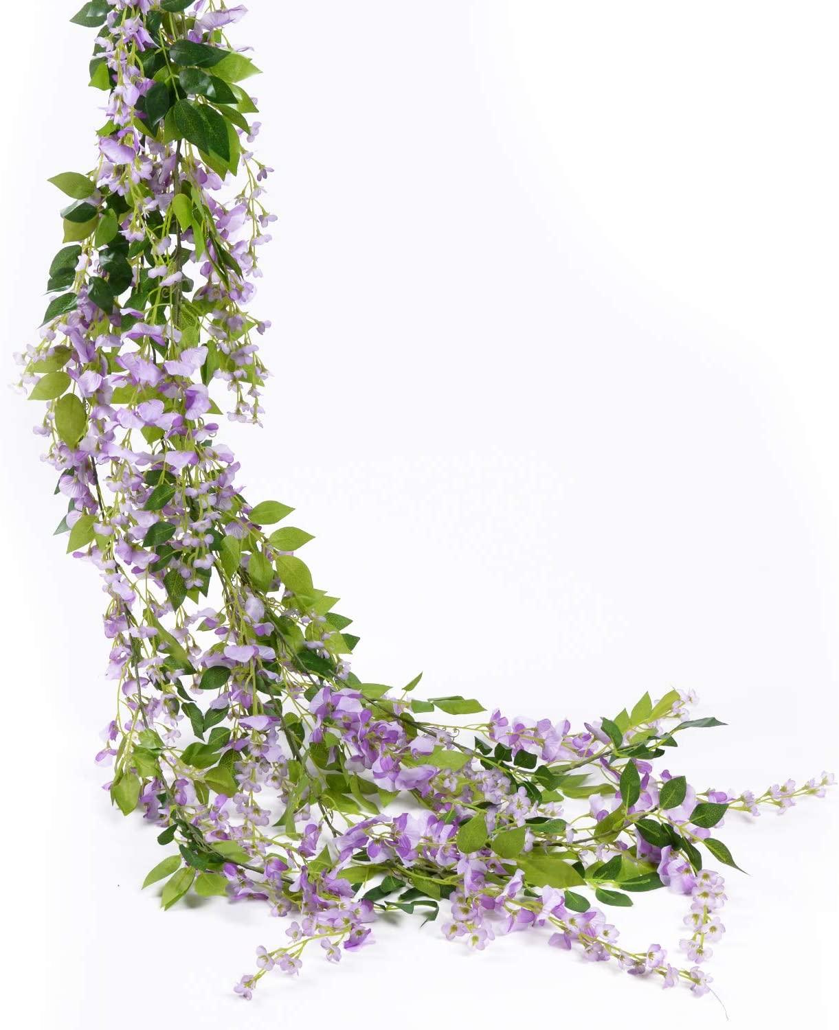 4 Pcs Wisteria Artificial Flowers Garland, total 28.8ft Artificial Wisteria Vine Silk Hanging Flower - Decotree.co Online Shop