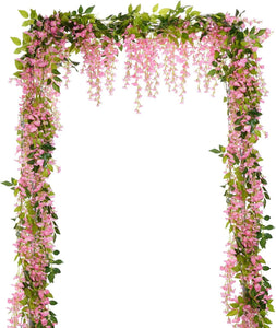 4 Pcs Wisteria Artificial Flowers Garland, total 28.8ft Artificial Wisteria Vine Silk Hanging Flower - Decotree.co Online Shop