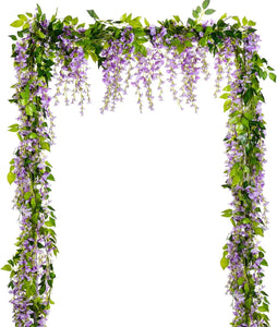 4 Pcs Wisteria Artificial Flowers Garland, total 28.8ft Artificial Wisteria Vine Silk Hanging Flower - Decotree.co Online Shop