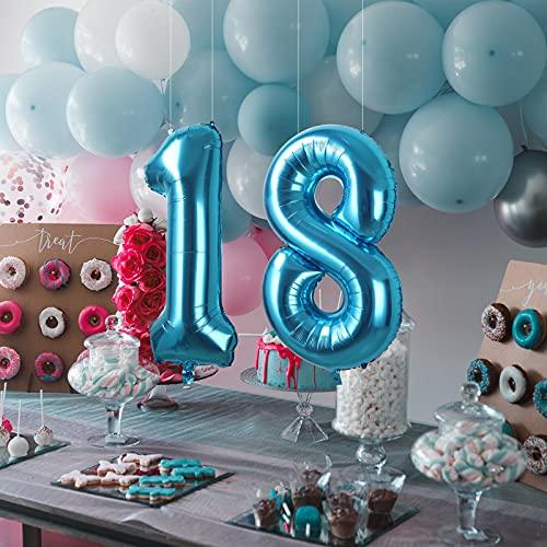 40Inch Foil Number Blue Balloon, Big Number Balloons for Birthday Party, Baby Shower, Wedding Anniversary - Decotree.co Online Shop