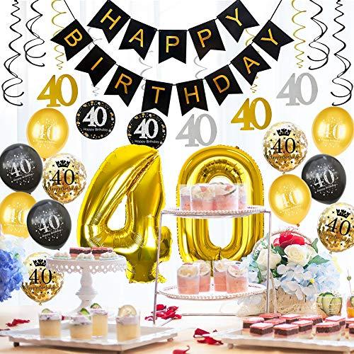 40th Birthday Decorations Party Supplies Gold Number Balloon 40 Happy Birthday Banner Latex Balloons - Decotree.co Online Shop