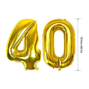 40th Birthday Decorations Party Supplies Gold Number Balloon 40 Happy Birthday Banner Latex Balloons - Decotree.co Online Shop