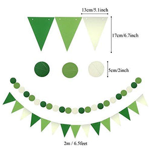 Birthday Party Decoration, Happy Birthday Banner Bunting with 4 Paper Fans Tissue 6 Paper Pom Poms Flower 10 Hanging Swirl and 20 Balloon for Birthday Party Decorations -Green and White - Decotree.co Online Shop