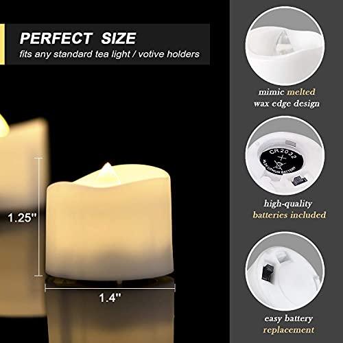 48-Pack Battery Tea Lights Bulk, Flameless LED Tea Lights, with Soft Flickering - Decotree.co Online Shop