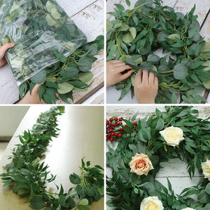 4pcs 6.5 Feet Artificial Eucalyptus Garland with Willow Leaves Faux Greenery Garland for Wedding - Decotree.co Online Shop