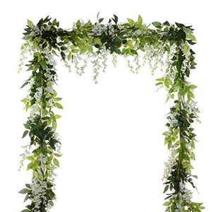 4Pcs 6.6Ft/Piece Artificial Flowers Silk Wisteria Garland-Dearhouse Artificial Wisteria Vine Rattan Silk Hanging Flower - Decotree.co Online Shop