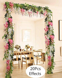 4Pcs 6.6Ft/Piece Artificial Flowers Silk Wisteria Garland-Dearhouse Artificial Wisteria Vine Rattan Silk Hanging Flower - Decotree.co Online Shop