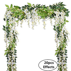 4Pcs 6.6Ft/Piece Artificial Flowers Silk Wisteria Garland-Dearhouse Artificial Wisteria Vine Rattan Silk Hanging Flower - Decotree.co Online Shop