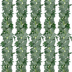 5 Pack 5.9ft Artificial Eucalyptus Garland with Willow Leaves Greenery Vines Hanging Plants for Wedding Party - Decotree.co Online Shop