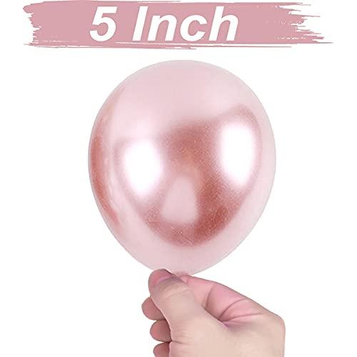 50 Pcs 5 Inch Metallic Rose Gold Balloons for Baby Bridal Shower Rose Gold Birthday Wedding Party Decorations - Decotree.co Online Shop