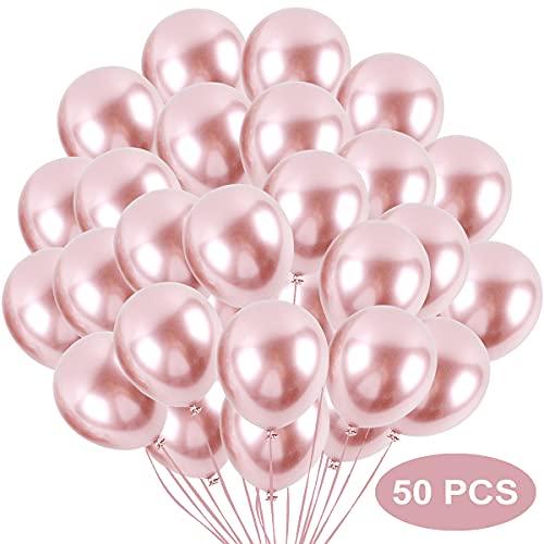 50 Pcs 5 Inch Metallic Rose Gold Balloons for Baby Bridal Shower Rose Gold Birthday Wedding Party Decorations - Decotree.co Online Shop