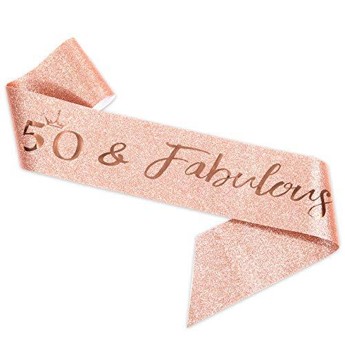 50th Birthday Sash and Tiara for Women, Rose Gold Birthday Sash Crown 50 & Fabulous Sash and Tiara for Women, 50th Birthday Gifts for Happy 50th Birthday Party Favor Supplies - Decotree.co Online Shop