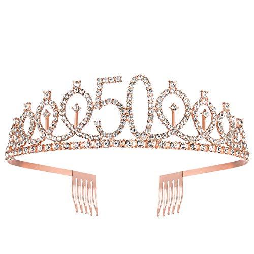 50th Birthday Sash and Tiara for Women, Rose Gold Birthday Sash Crown 50 & Fabulous Sash and Tiara for Women, 50th Birthday Gifts for Happy 50th Birthday Party Favor Supplies - Decotree.co Online Shop