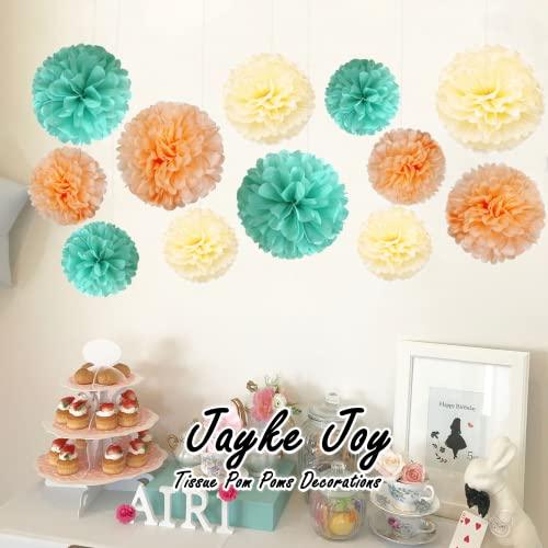 12 White Tissue Pom Poms DIY Paper Flower Hanging for Party Decorations, 12pcs
