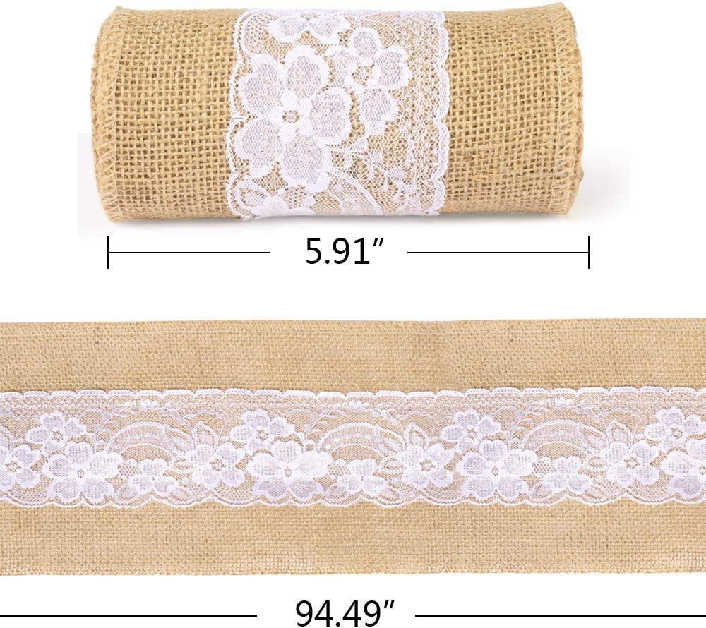 5pcs Burlap Lace Chair Sashes Hessian Jute Chair Cover Bows Rustic Linen Lace Chair Bows for Wedding Decoration - Decotree.co Online Shop