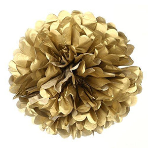 5pcs Gold Tissue Paper Flower Pom Poms, Hanging Party Decorations - Decotree.co Online Shop