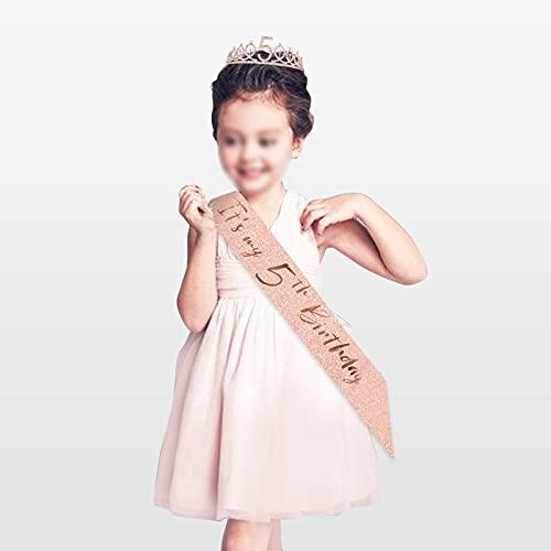 5th Birthday Sash and Tiara for Girls, Rose Gold Birthday Sash Crown 5 & Fabulous Sash and Tiara for Girls, 5th Birthday Gifts for Happy 5th Birthday Party Favor Supplies - Decotree.co Online Shop