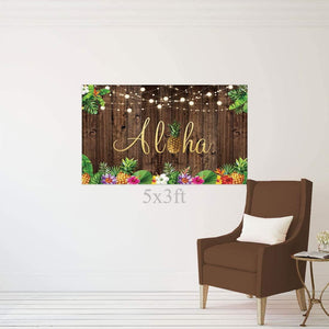 5x3ft Aloha Rustic Wooden Backdrop for Summer Tropical Hawaiian Beach Party Photography Background - Decotree.co Online Shop