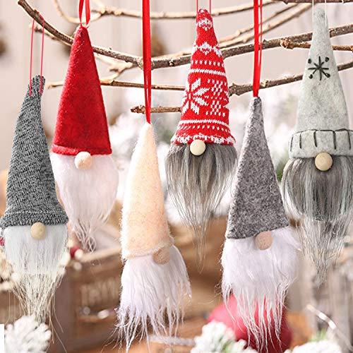 6 Pack Gnome Christmas Plush Ornaments Set, Xmas Hanging Decorations Gnome Hat - Decotree.co Online Shop