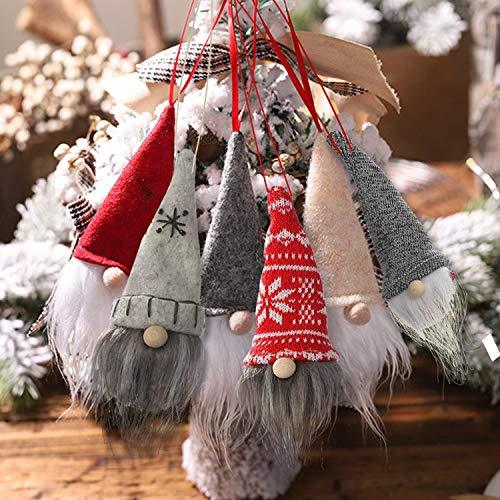 6 Pack Gnome Christmas Plush Ornaments Set, Xmas Hanging Decorations Gnome Hat - Decotree.co Online Shop